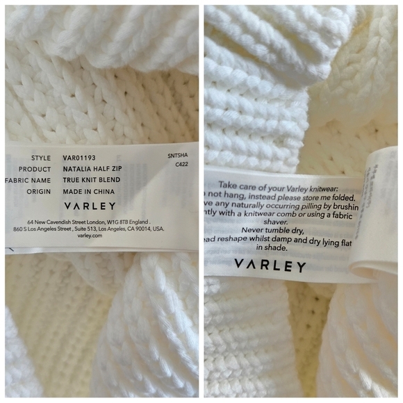 New Varley Natalia Half-Zip Long Sleeve Oversized White Pullover Sweater NWT Med - Picture 16 of 17
